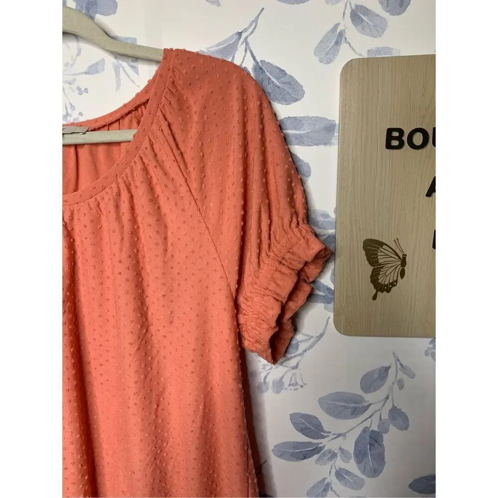 Loft Short Sleeve Polka Swiss Dot Blouse Size L - Picture 3 of 6